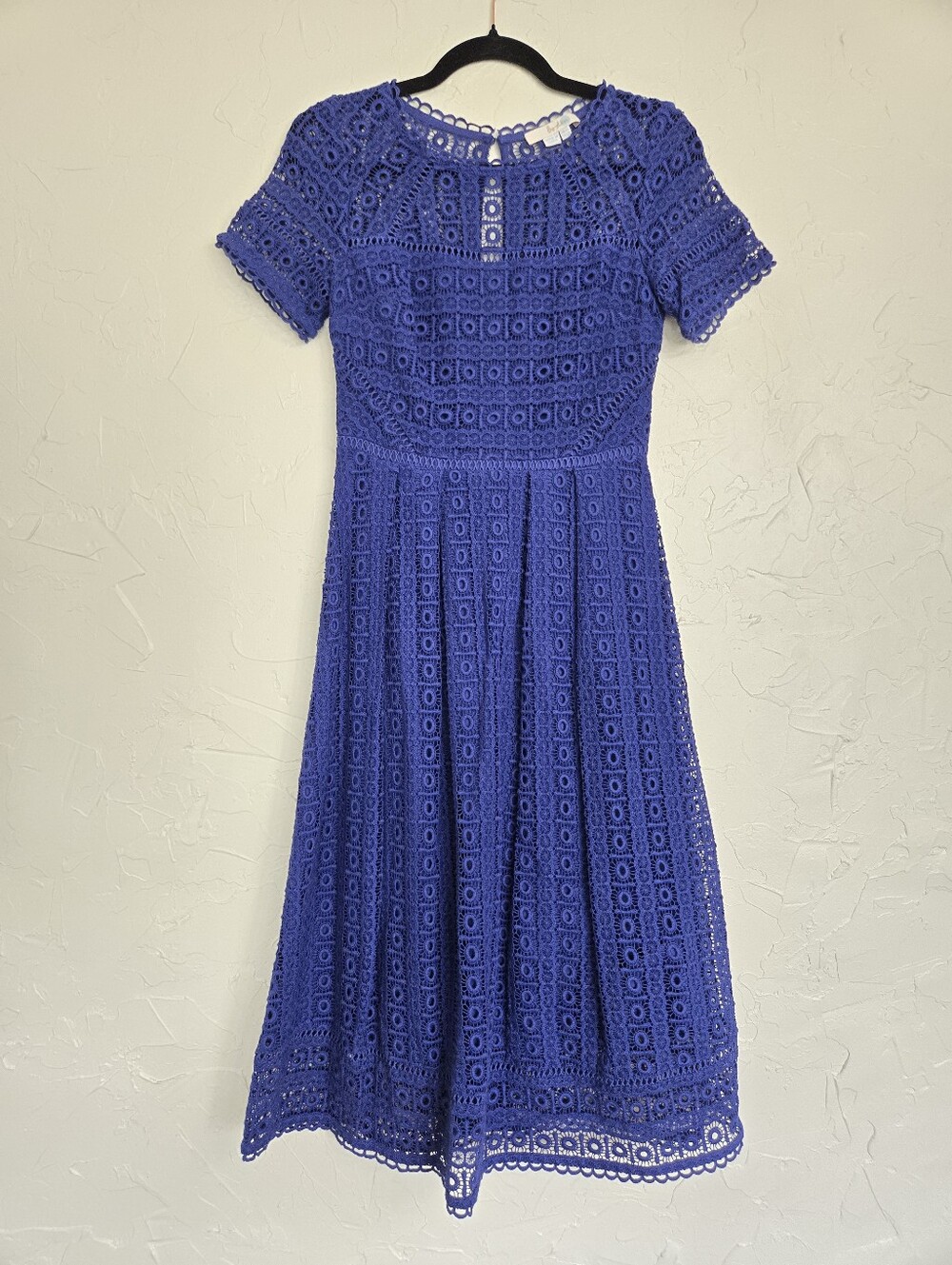 Boden Crochet Lace Cobalt Blue Short Sleeve Midi Althea Dress, 2 - Picture 5 of 11